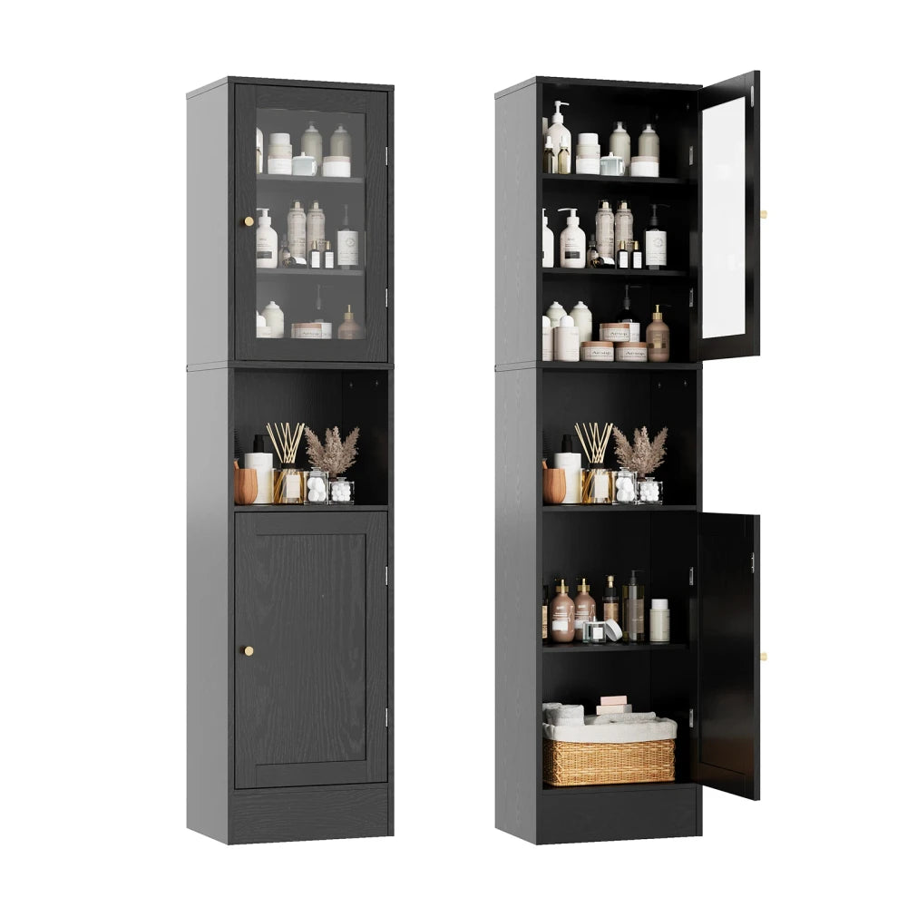 Slim Wood Bathroom Storage Cabinet