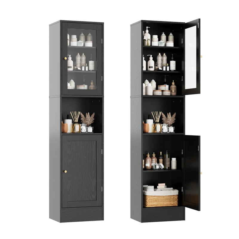 Slim Wood Bathroom Storage Cabinet