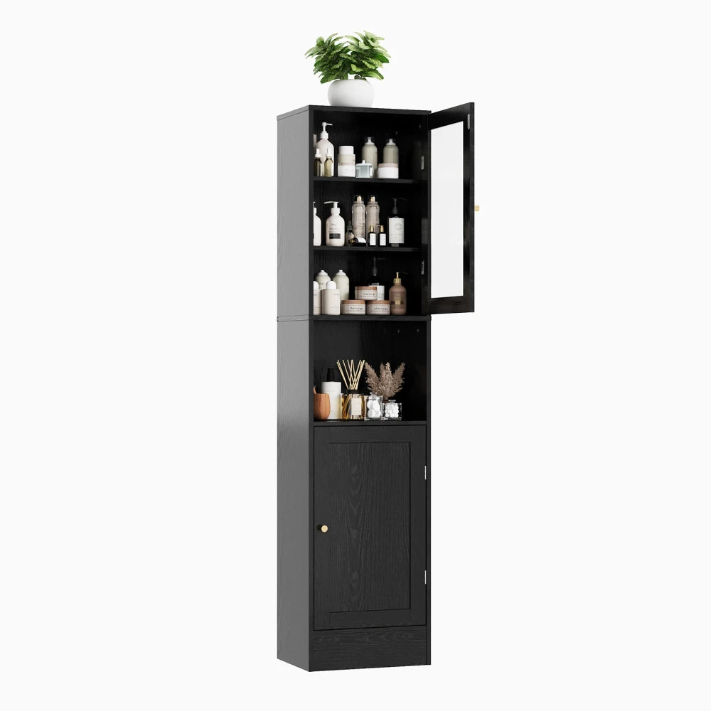 Slim Wood Bathroom Storage Cabinet