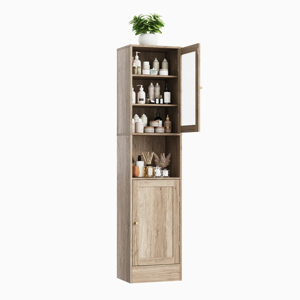 Slim Wood Bathroom Storage Cabinet