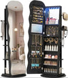 Black Wave Mirror Jewelry Armoire