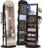 Black Wave Mirror Jewelry Armoire