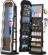 Black Wave Mirror Jewelry Armoire