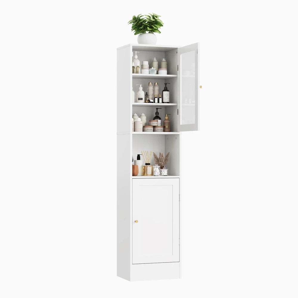 Slim Wood Bathroom Storage Cabinet