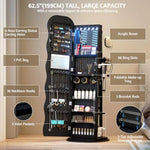 Black Wave Mirror Jewelry Armoire