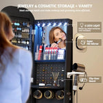 Black Wave Mirror Jewelry Armoire