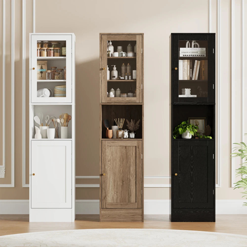Slim Wood Bathroom Storage Cabinet