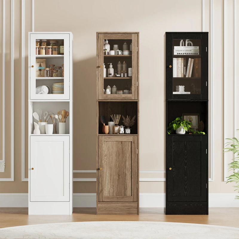 Slim Wood Bathroom Storage Cabinet